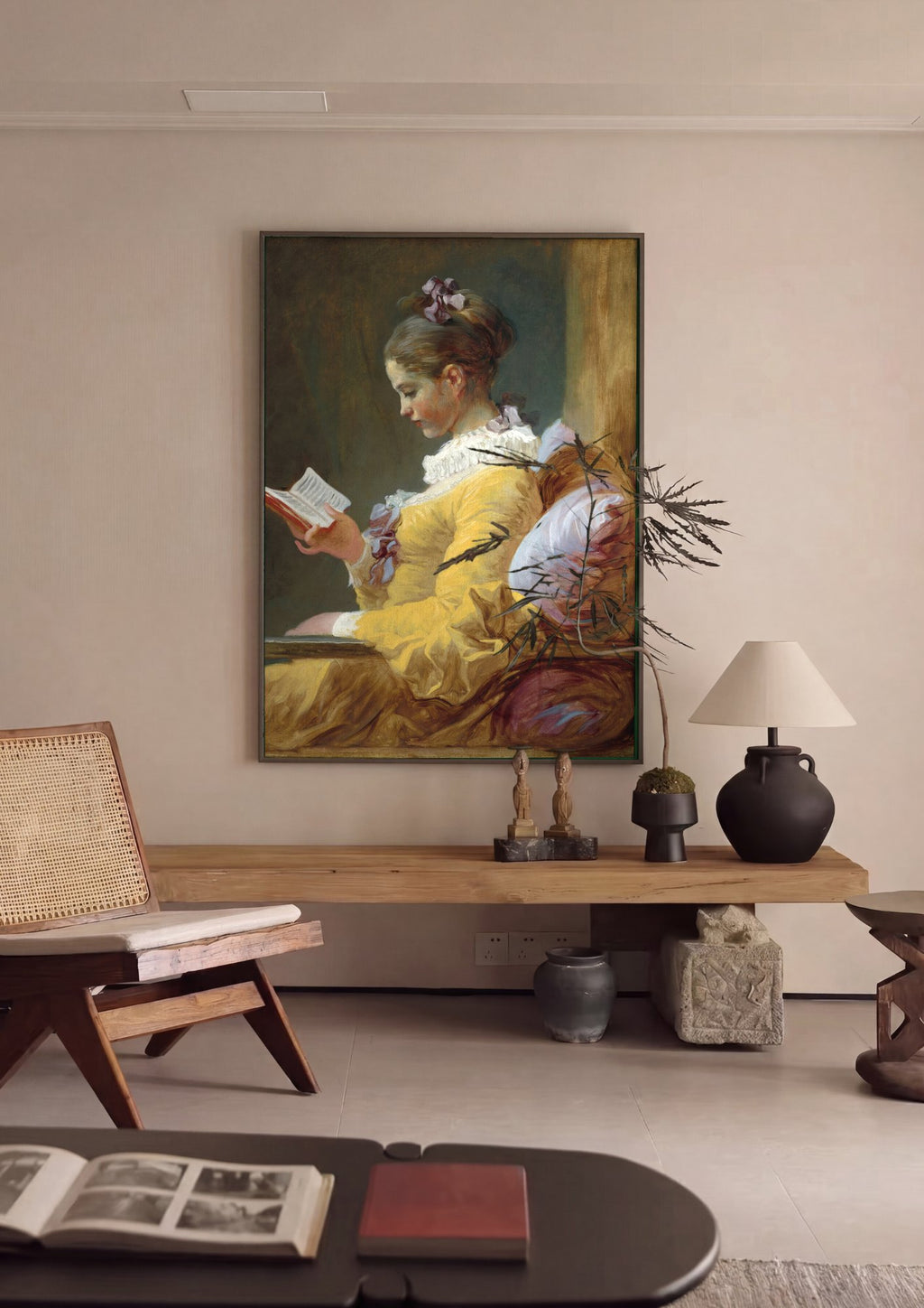 Quadro Decorativo A Leitora - Fragonard em ambiente decorado