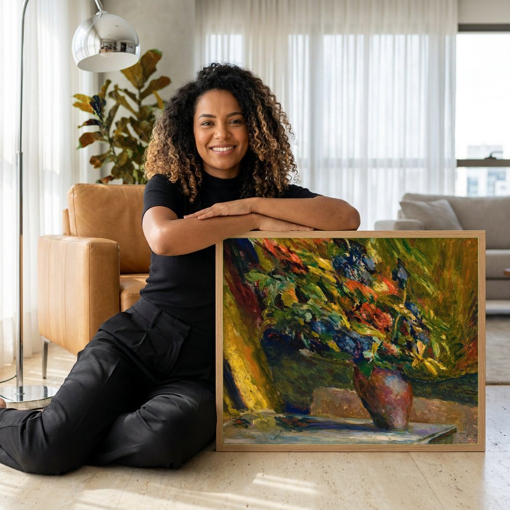 Quadro Decorativo Vaso de Flores - Édouard Vuillard com modelo em ambiente