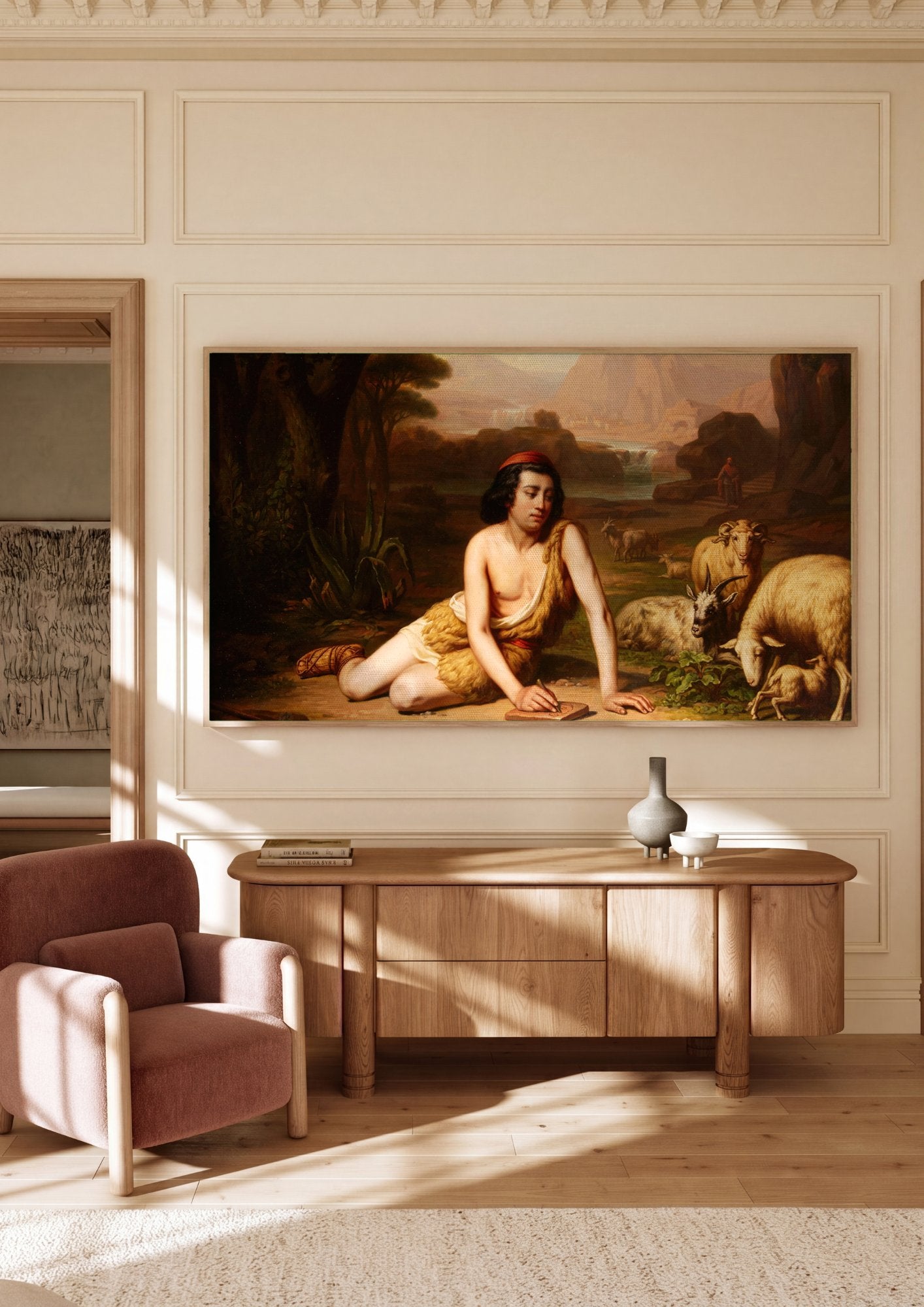Quadro Decorativo Jovem Pastor - Godward em ambiente decorado