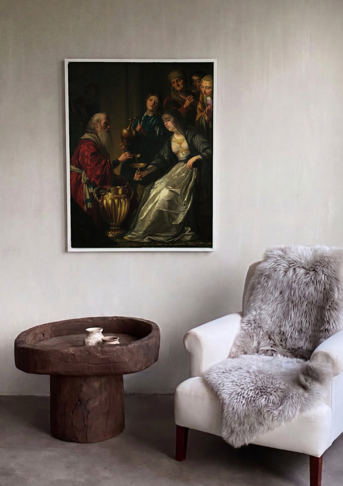 Quadro Decorativo A Oferta a Sara - Gerard van Honthorst em ambiente decorado