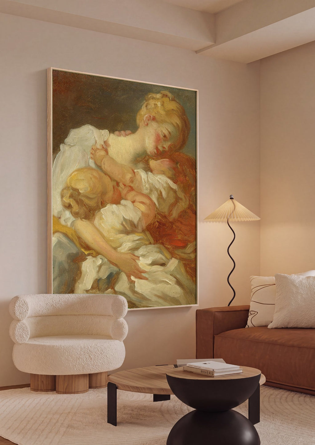 Quadro Decorativo A Mãe Feliz - Fragonard em ambiente decorado