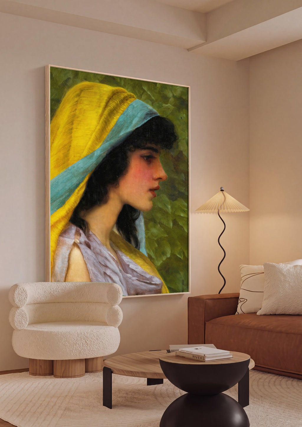 Quadro Decorativo A Jovem de Manto Amarelo - Godward em ambiente decorado