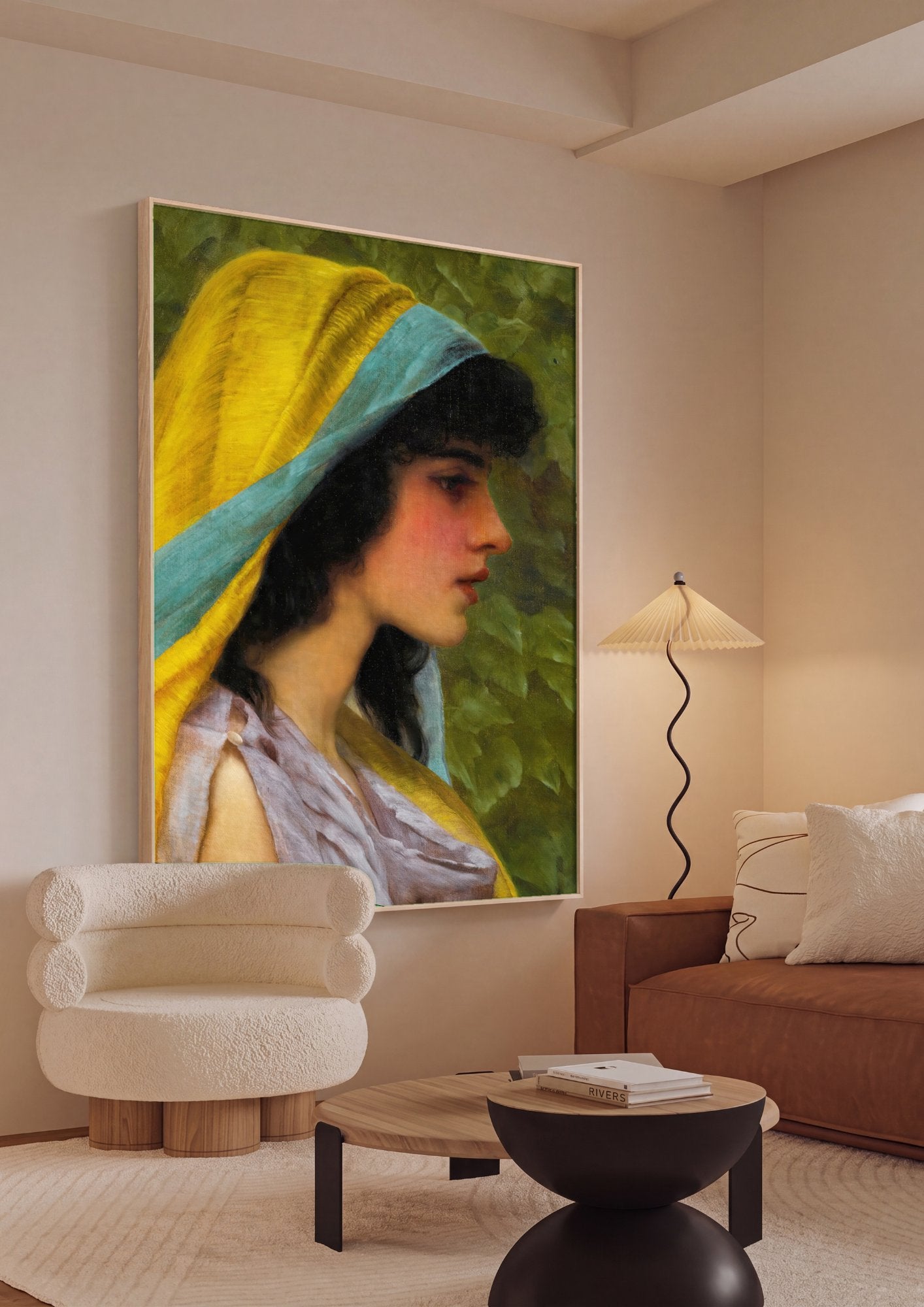 Quadro Decorativo A Jovem de Manto Amarelo - Godward em ambiente decorado
