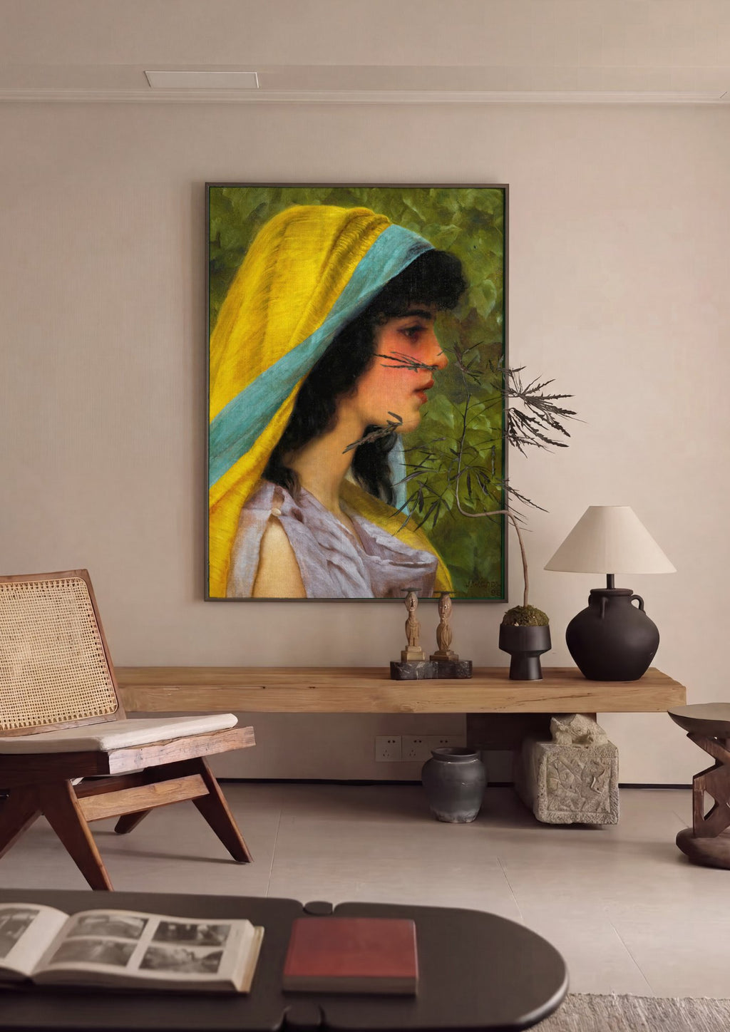 Quadro Decorativo A Jovem de Manto Amarelo - Godward em ambiente decorado