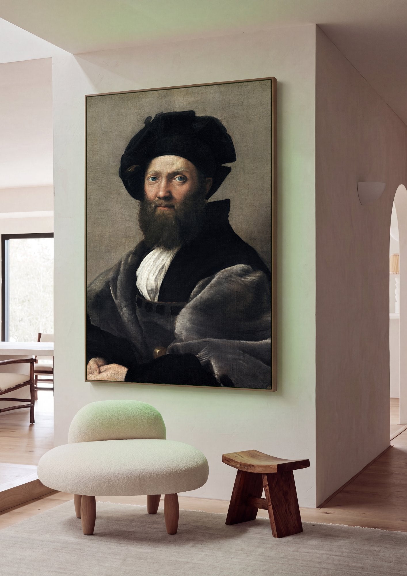 Quadro Decorativo Retrato de Baldassare Castiglione - Rafael em ambiente decorado
