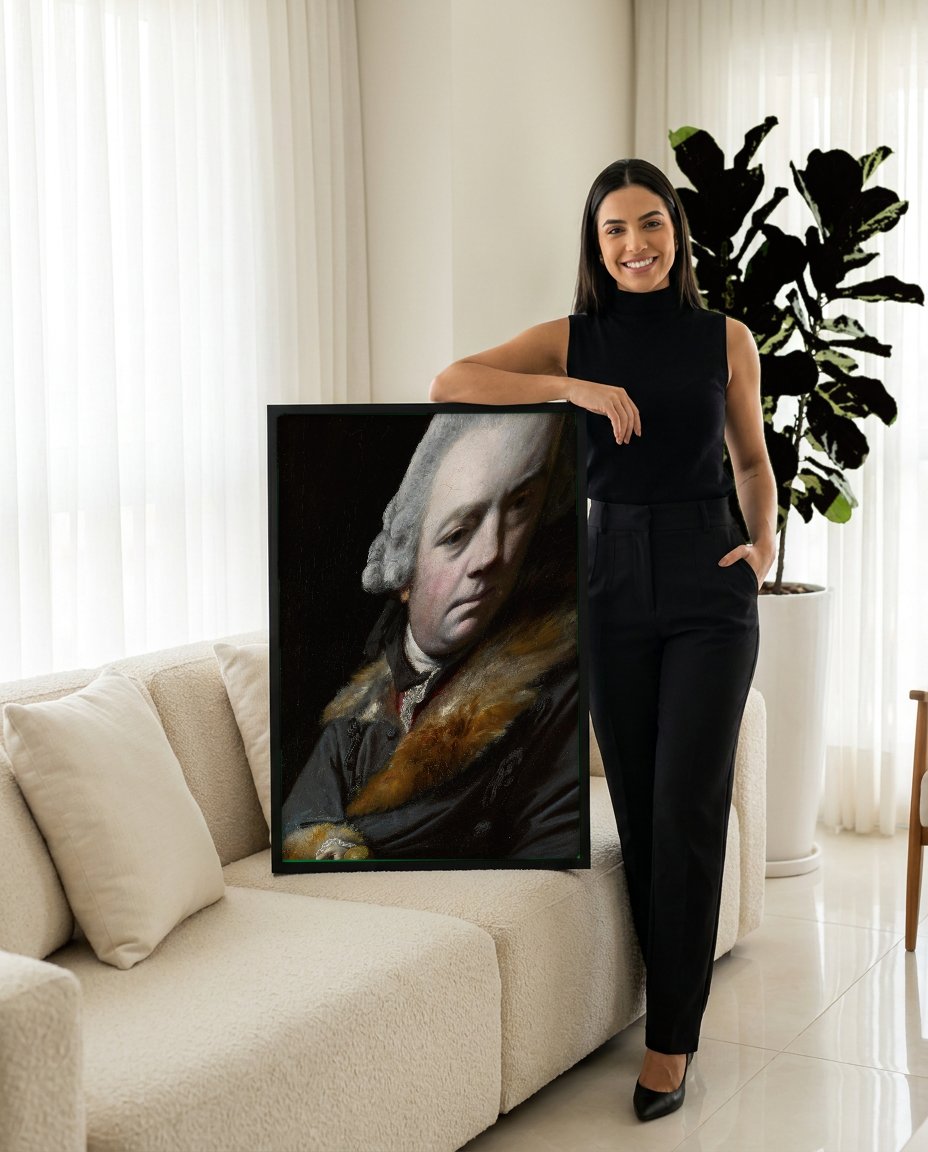 Quadro Decorativo Retrato de Joseph Baretti - Sir Joshua Reynolds com modelo em ambiente