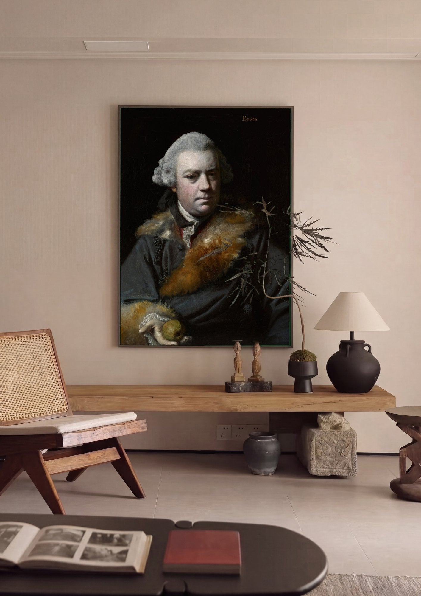 Quadro Decorativo Retrato de Joseph Baretti - Sir Joshua Reynolds em ambiente decorado