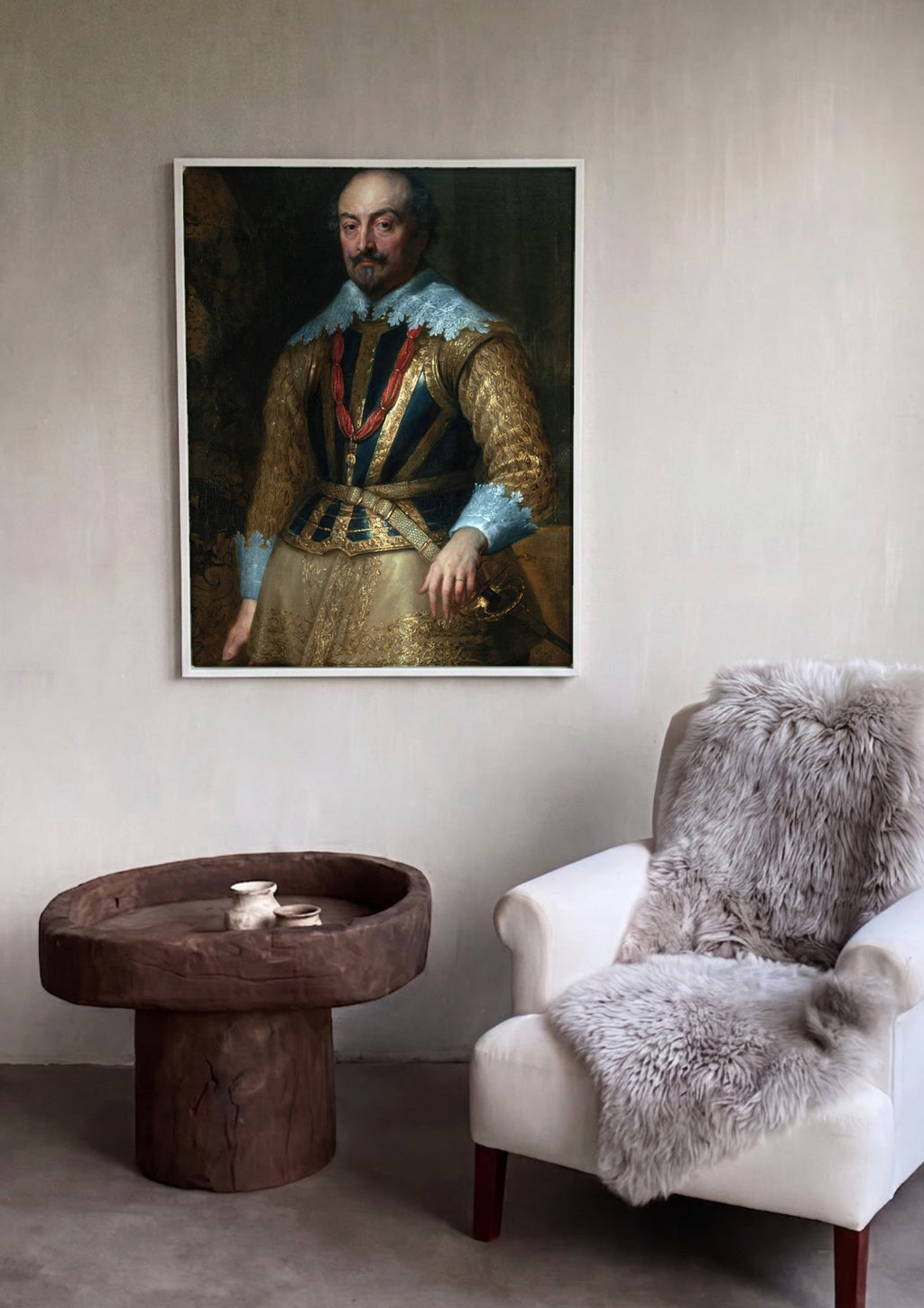 Quadro Decorativo Retrato de Baldassare Castiglione - Van Dyck em ambiente decorado