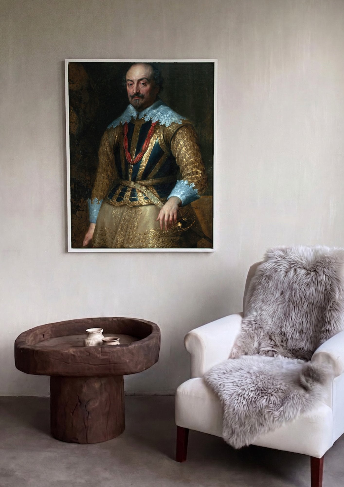 Quadro Decorativo Retrato de Baldassare Castiglione - Van Dyck em ambiente decorado