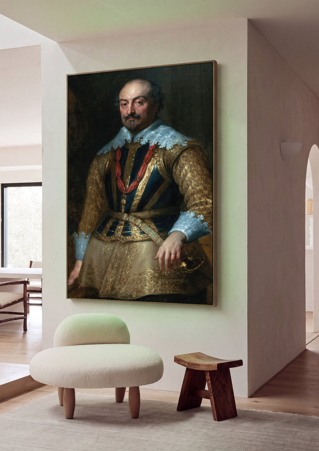 Quadro Decorativo Retrato de Baldassare Castiglione - Van Dyck em ambiente decorado
