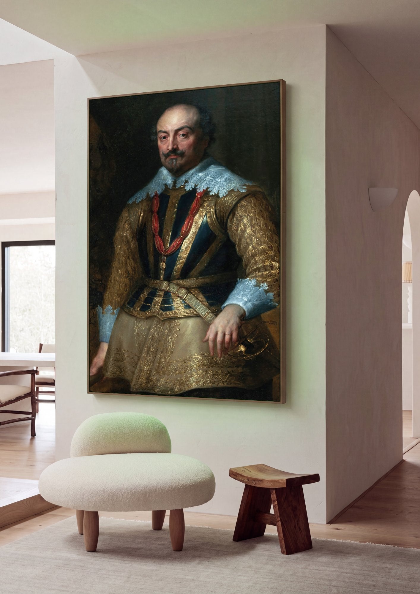 Quadro Decorativo Retrato de Baldassare Castiglione - Van Dyck em ambiente decorado