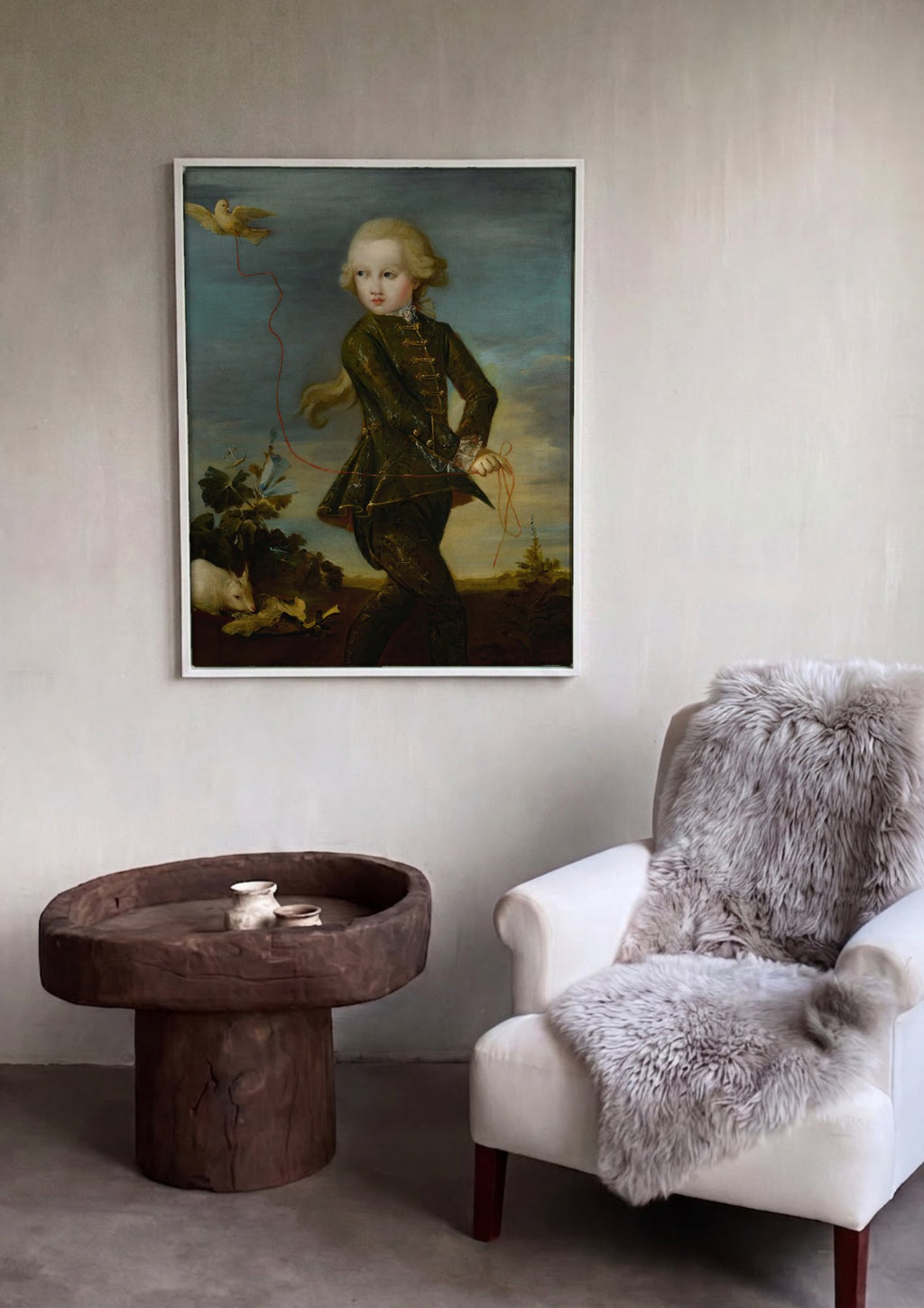 Quadro Decorativo O Menino com o Passarinho - Francesco Guardi em ambiente decorado