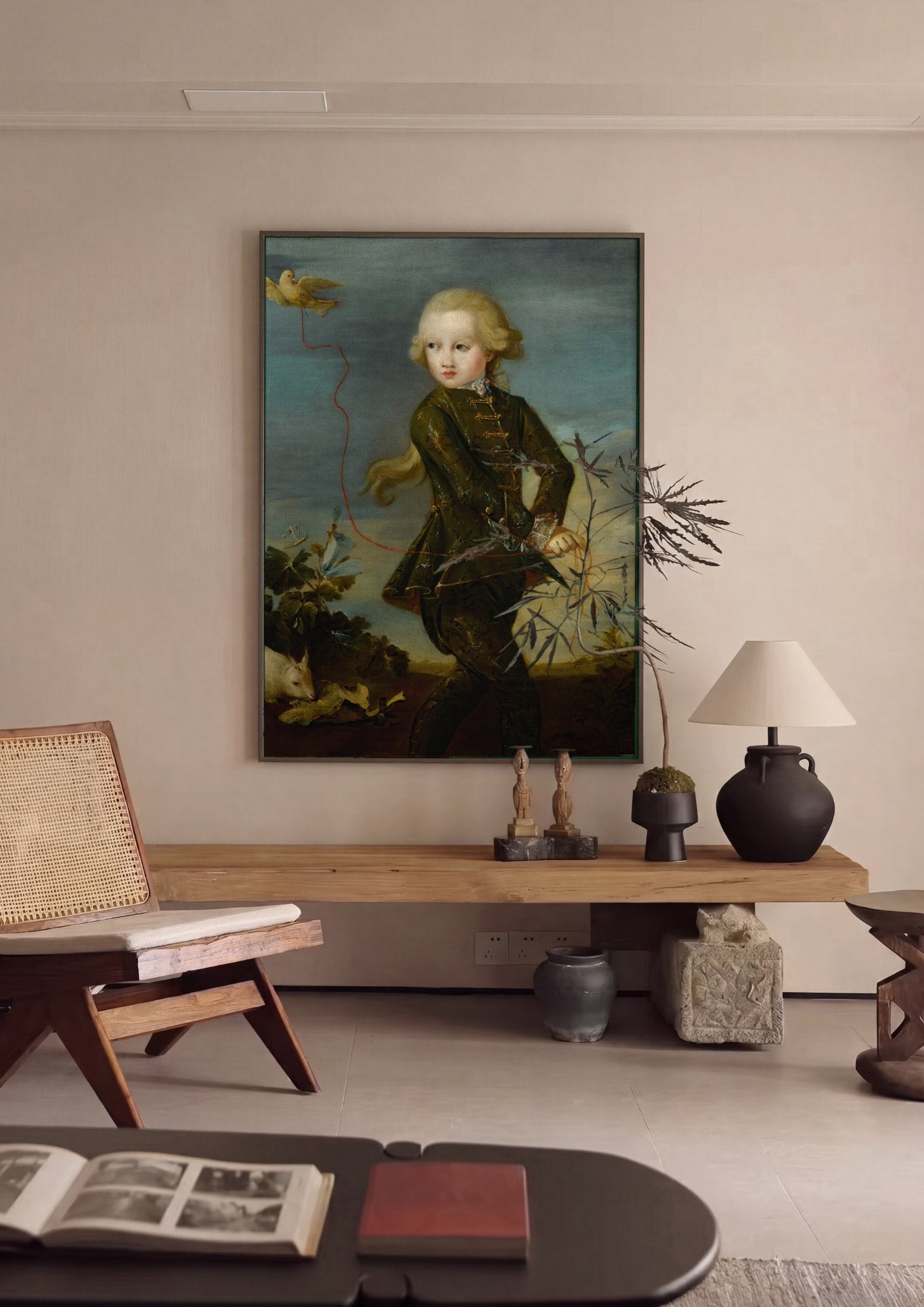 Quadro Decorativo O Menino com o Passarinho - Francesco Guardi em ambiente decorado
