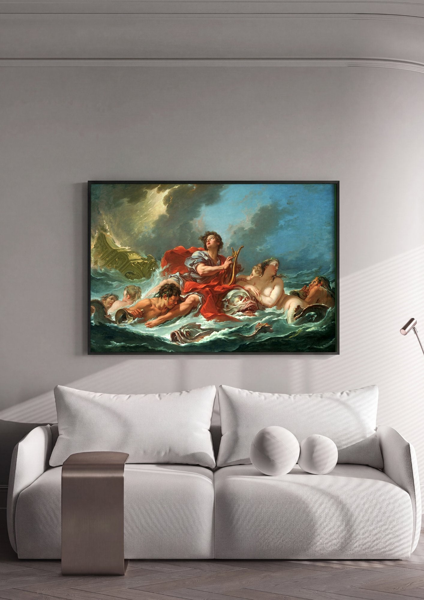 Quadro Decorativo Apolo e as Ninfas Marinhas - Boucher em ambiente decorado