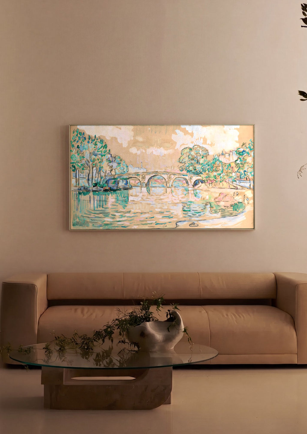 Quadro Decorativo A Ponte das Artes, Paris - Signac em ambiente decorado