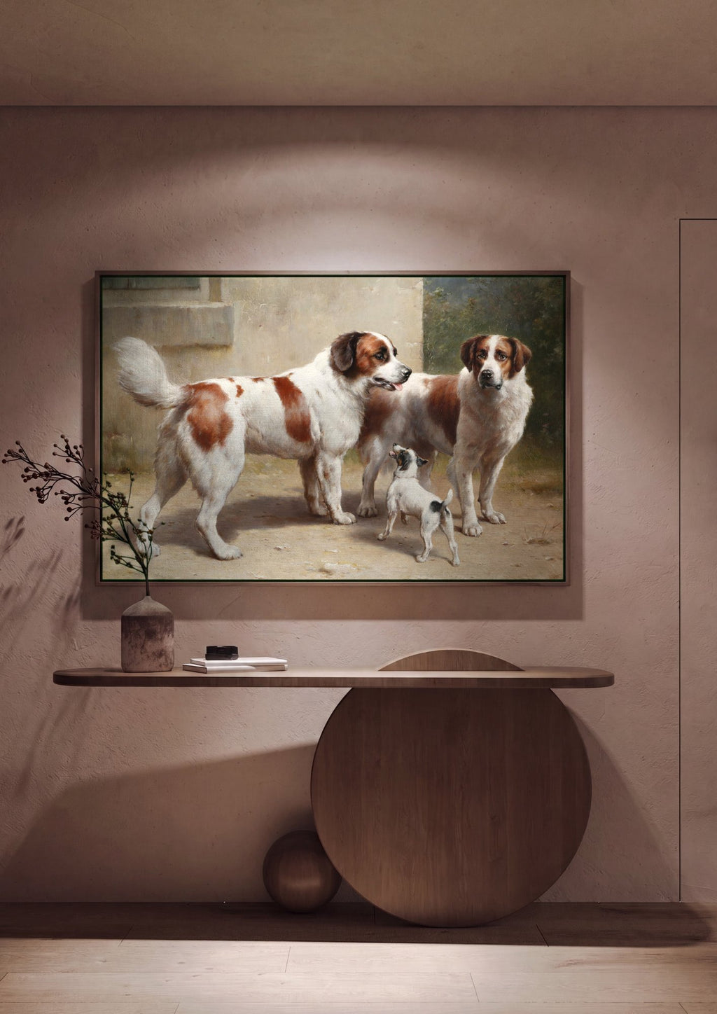 Quadro Decorativo Cães de Companhia - Carl Reichert em ambiente decorado