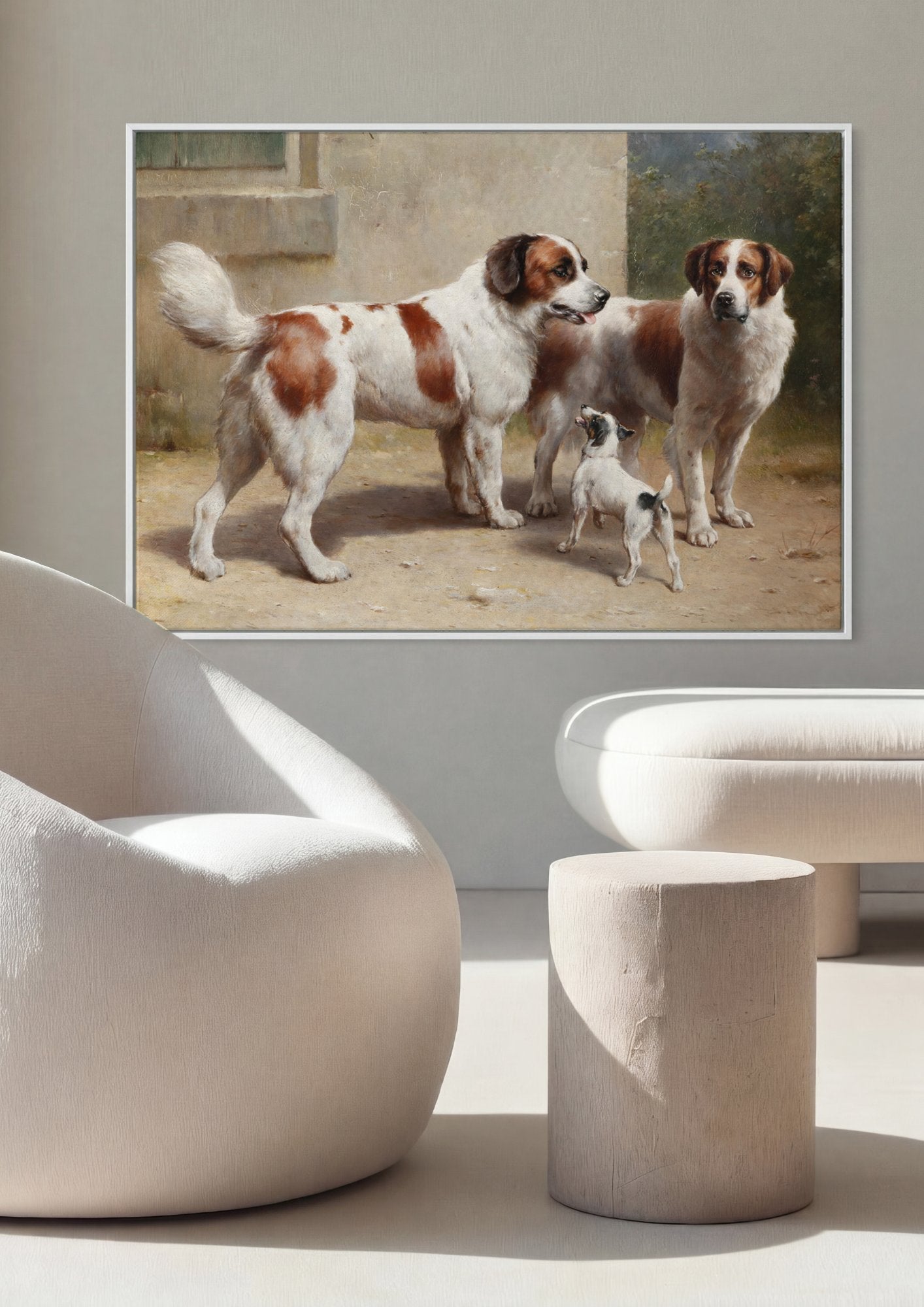Quadro Decorativo Cães de Companhia - Carl Reichert em ambiente decorado