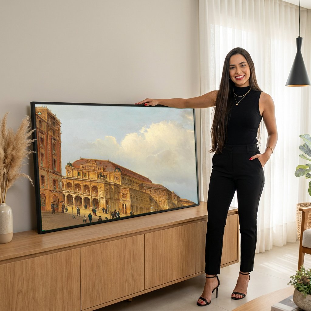 Quadro Decorativo A Ópera de Viena - Karl Kaufmann com modelo em ambiente
