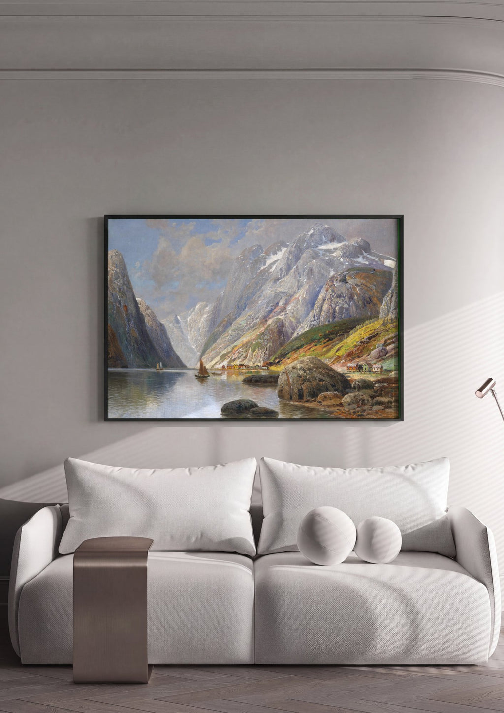 Quadro Decorativo Fiorde Norueguês - Karl Kaufmann em ambiente decorado