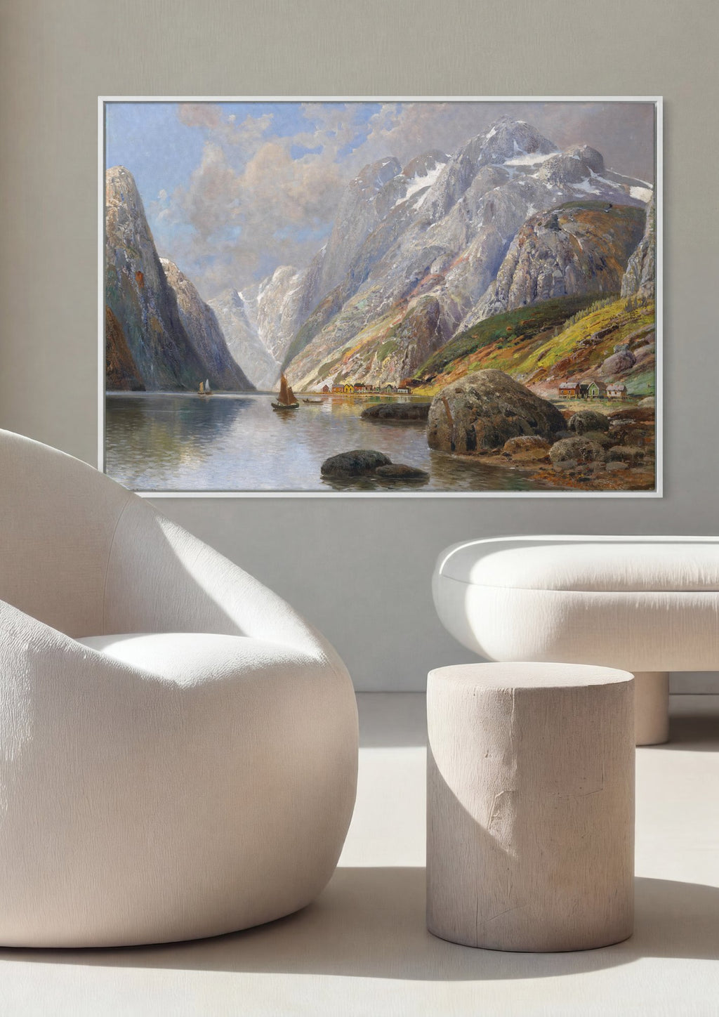 Quadro Decorativo Fiorde Norueguês - Karl Kaufmann em ambiente decorado