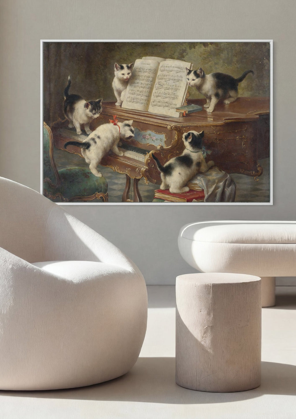 Quadro Decorativo Gatinhos ao Piano - Carl Reichert em ambiente decorado