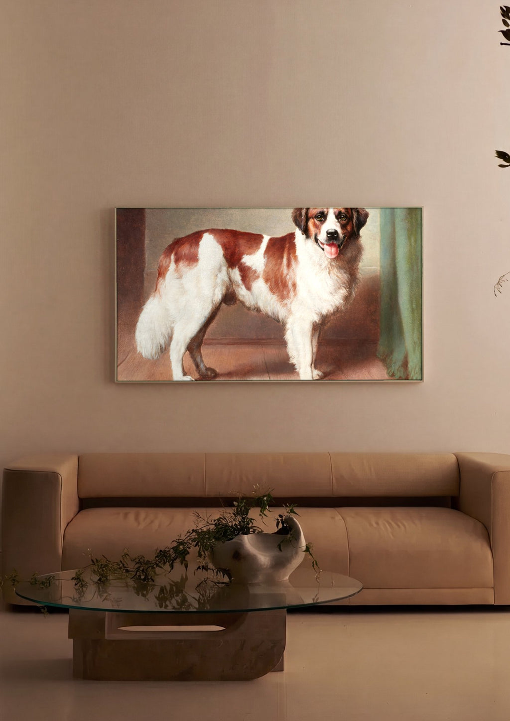 Quadro Decorativo Cão São Bernardo - Carl Reichert em ambiente decorado