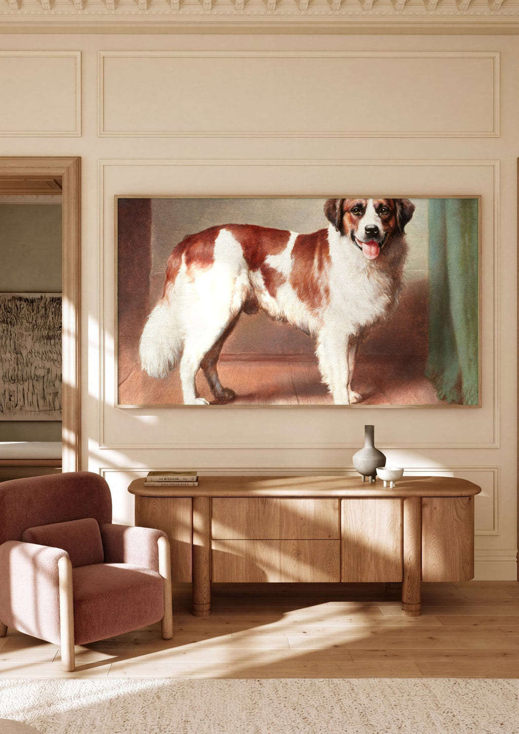 Quadro Decorativo Cão São Bernardo - Carl Reichert em ambiente decorado