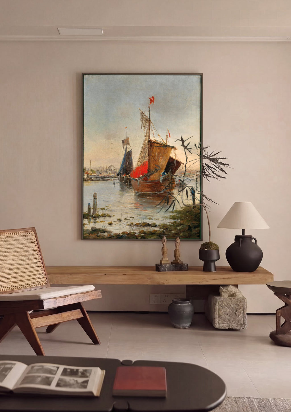 Quadro Decorativo Porto de Istambul - Karl Kaufmann em ambiente decorado