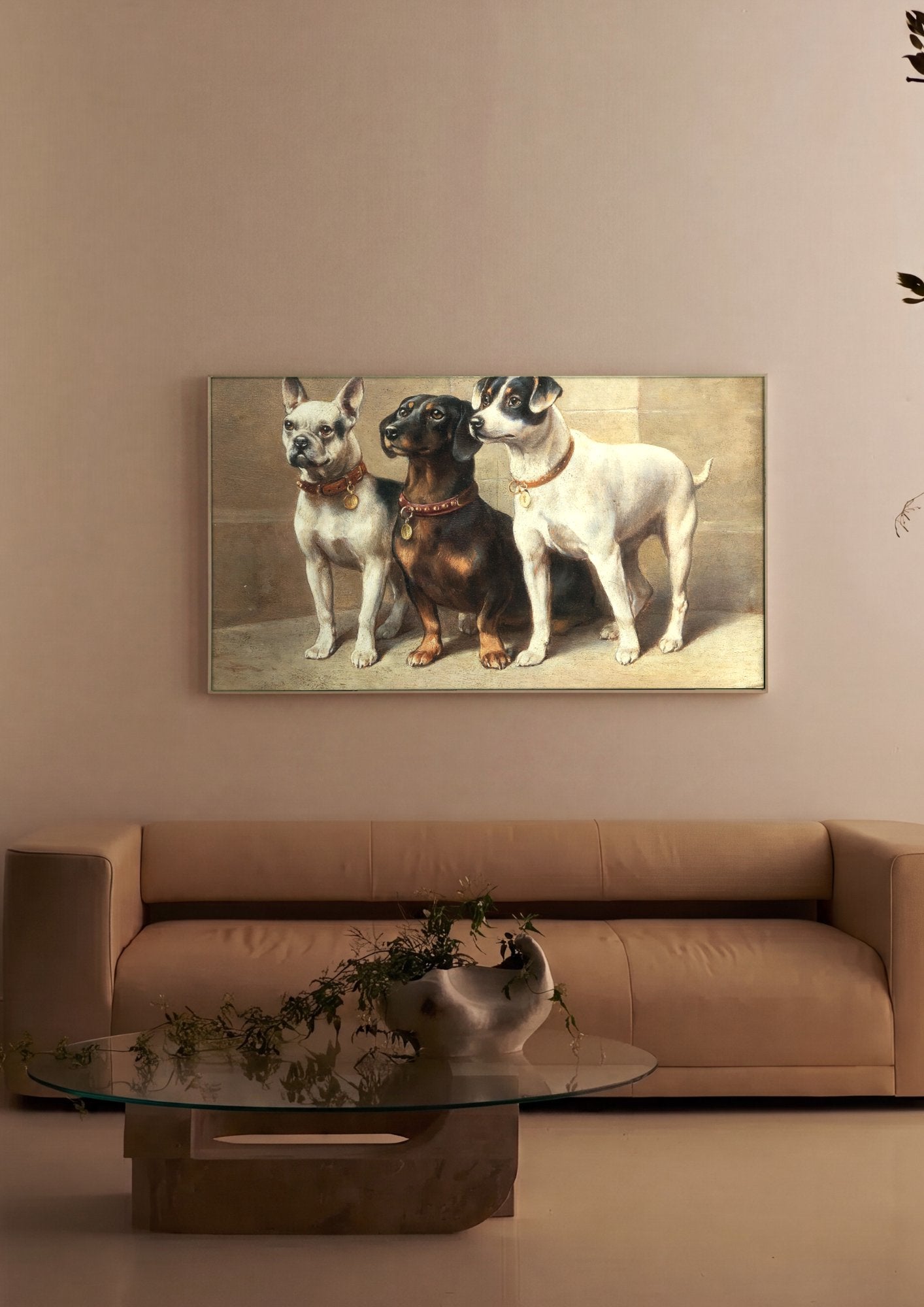 Quadro Decorativo Cães de Companhia - Carl Reichert em ambiente decorado