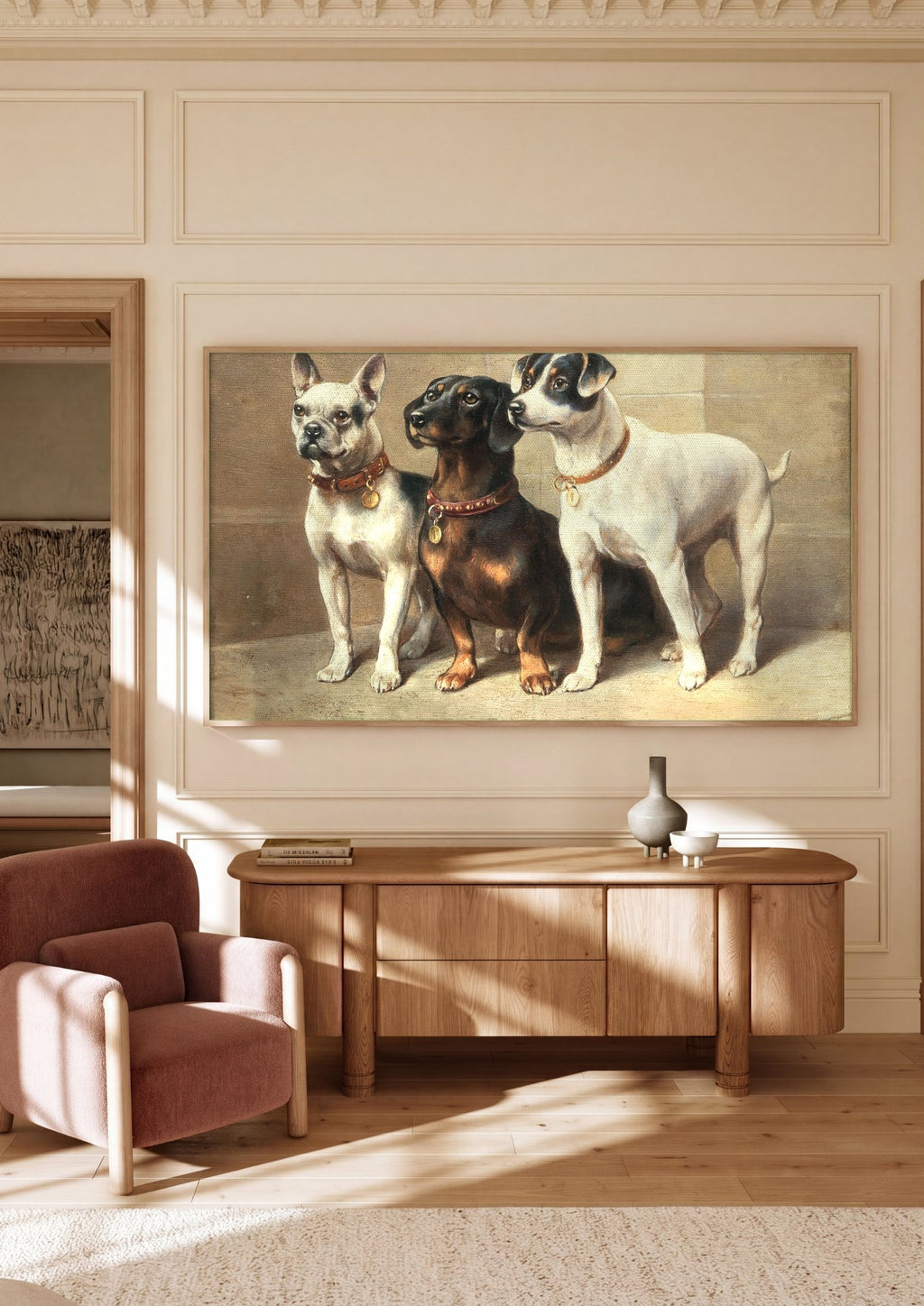 Quadro Decorativo Cães de Companhia - Carl Reichert em ambiente decorado