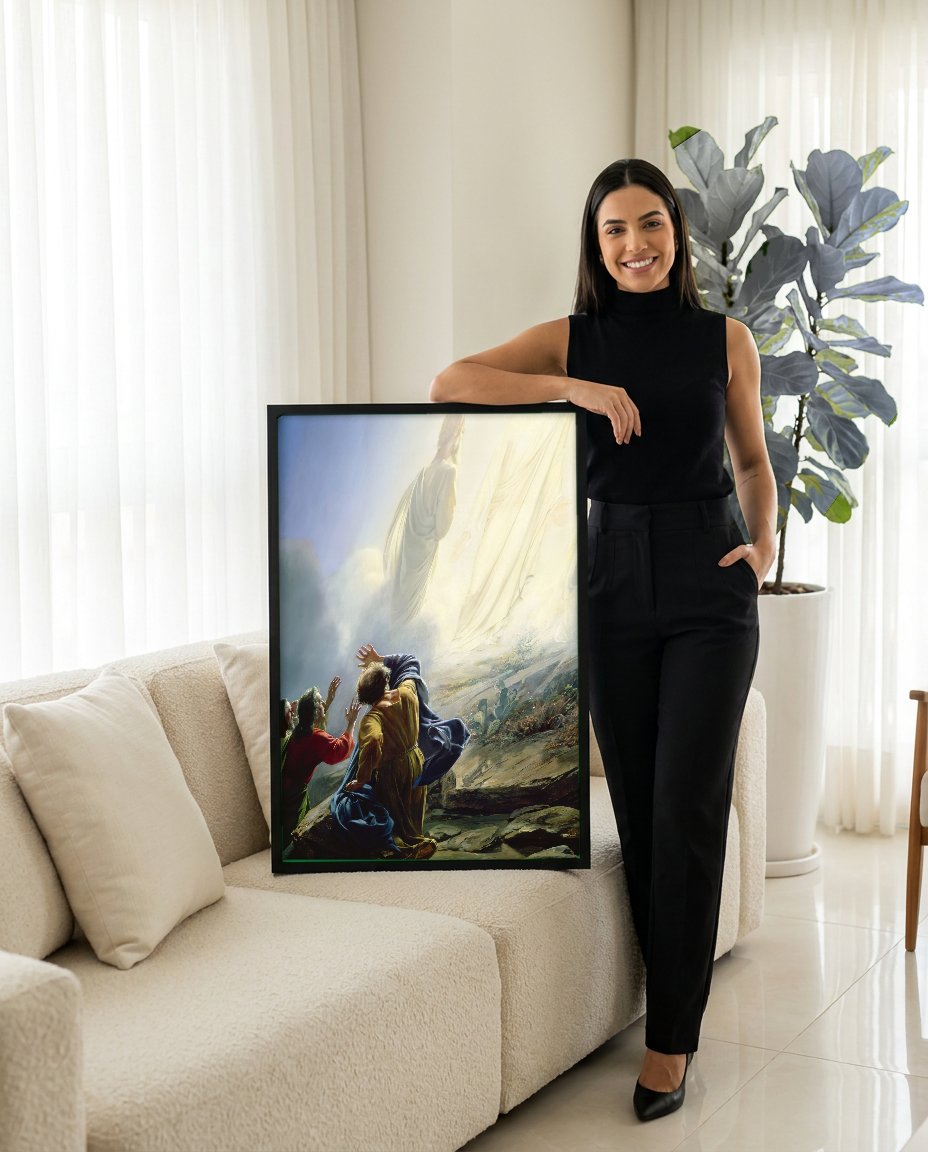 Quadro Decorativo A Transfiguração - Carl Bloch com modelo em ambiente