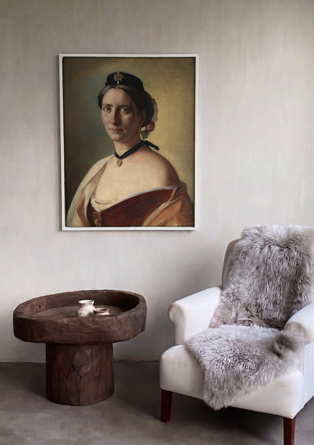Quadro Decorativo Retrato de Mulher - Carl Bloch em ambiente decorado
