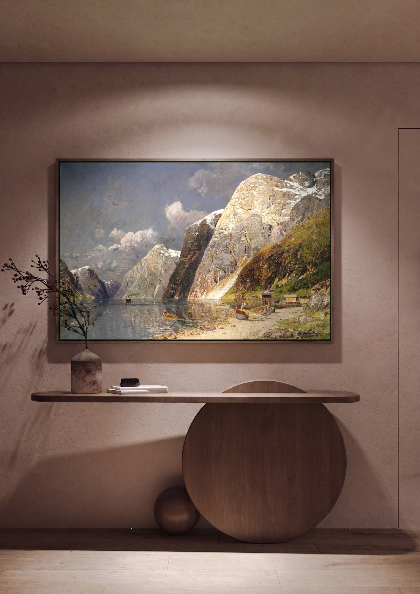 Quadro Decorativo Fiorde Norueguês - Karl Kaufmann em ambiente decorado
