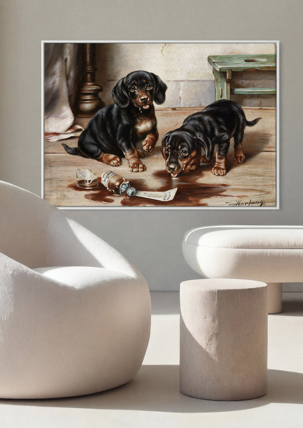 Quadro Decorativo Cenas de Filhotes - Carl Reichert em ambiente decorado