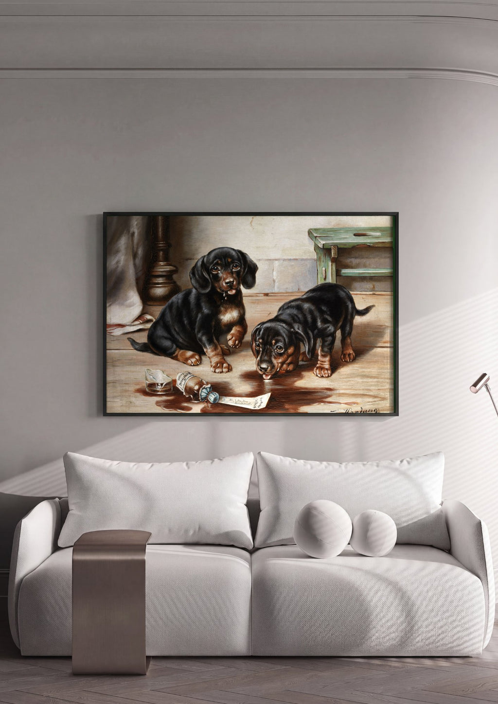 Quadro Decorativo Cenas de Filhotes - Carl Reichert em ambiente decorado