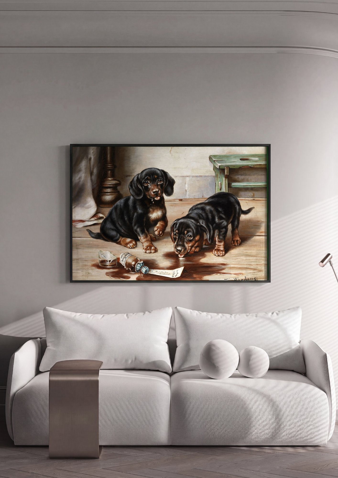 Quadro Decorativo Cenas de Filhotes - Carl Reichert em ambiente decorado