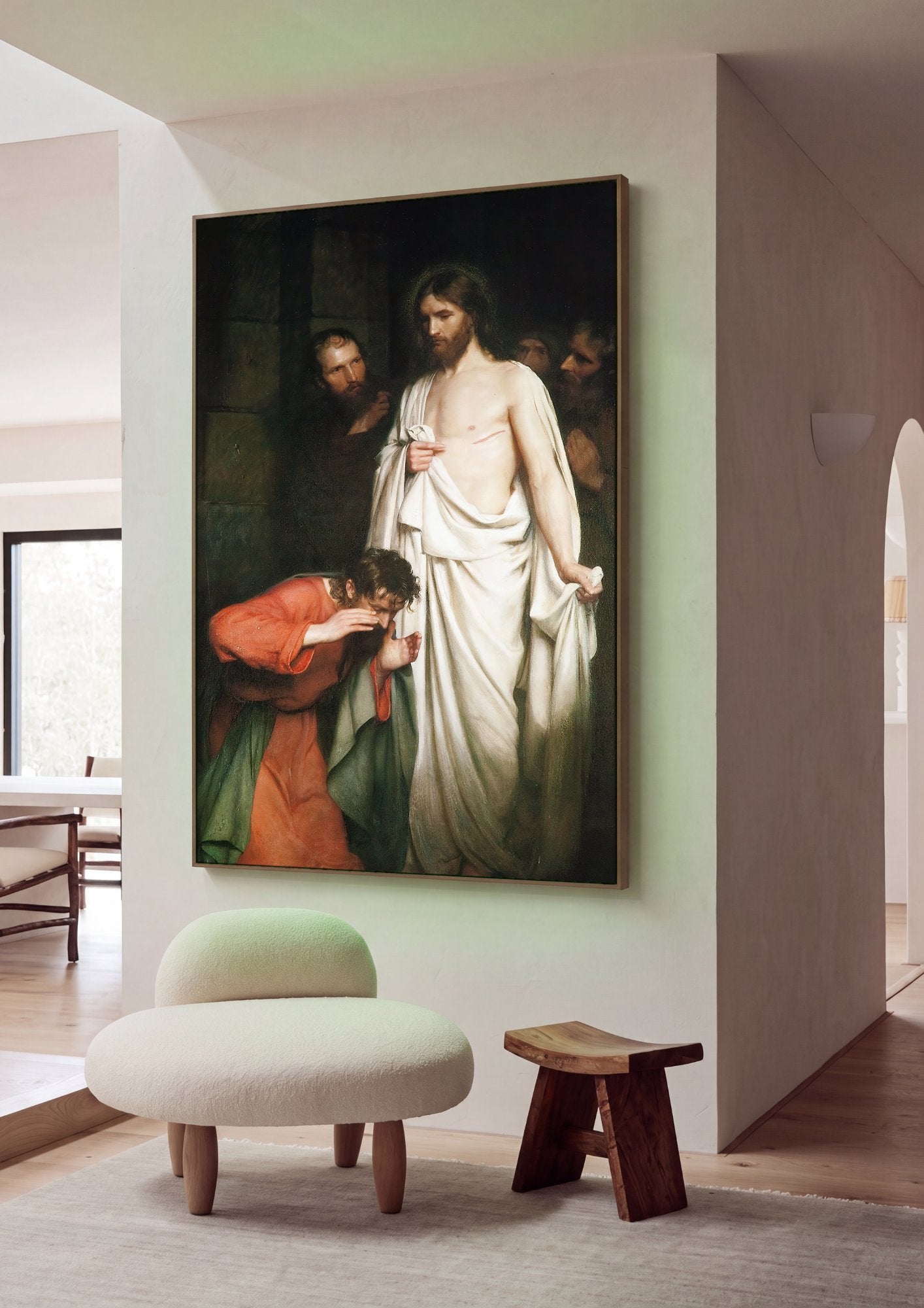 Quadro Decorativo A Dúvida de Tomé - Carl Bloch em ambiente decorado