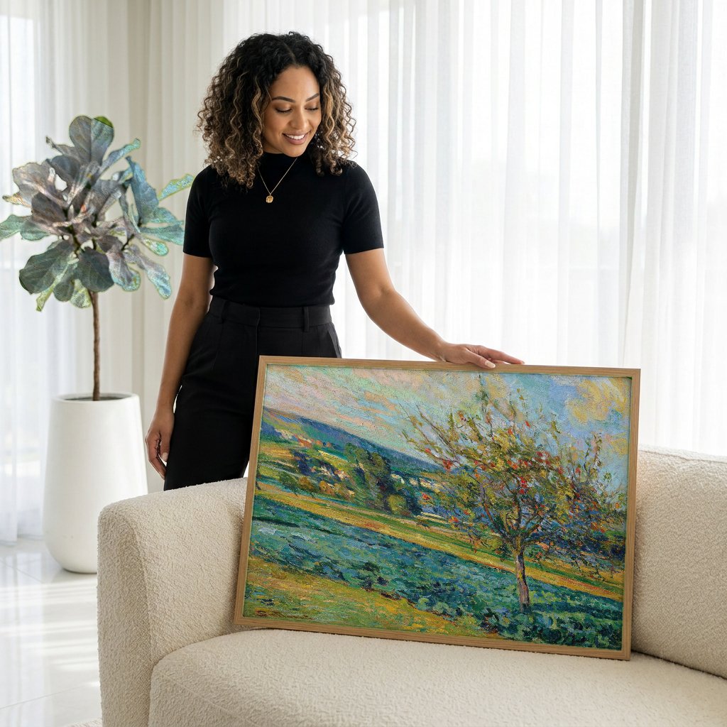 Quadro Decorativo Campo de Macieiras - Armand Guillaumin com modelo em ambiente