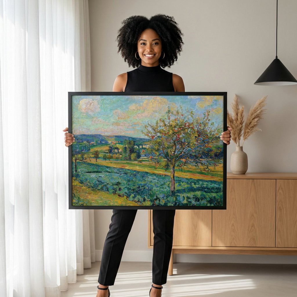 Quadro Decorativo Campo de Macieiras - Armand Guillaumin com modelo em ambiente