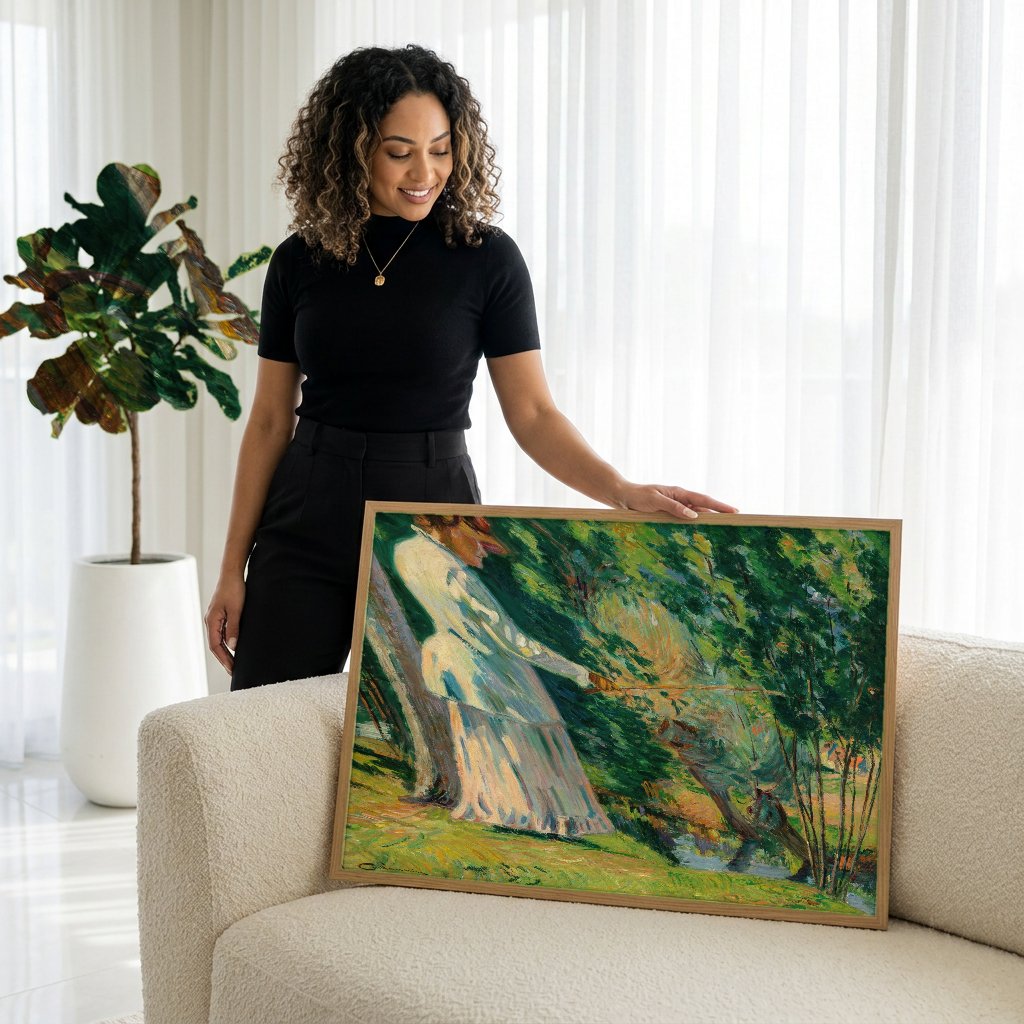 Quadro Decorativo Mulher na Floresta - Armand Guillaumin com modelo em ambiente