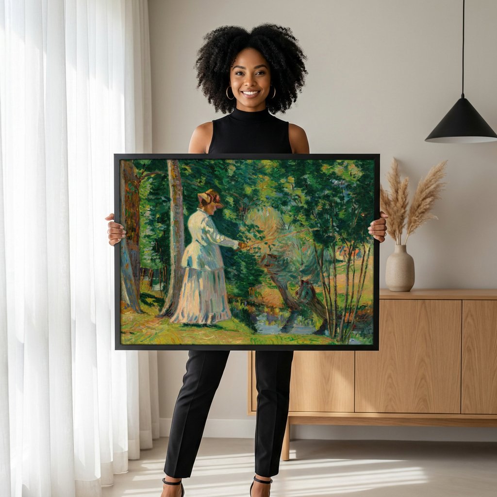 Quadro Decorativo Mulher na Floresta - Armand Guillaumin com modelo em ambiente