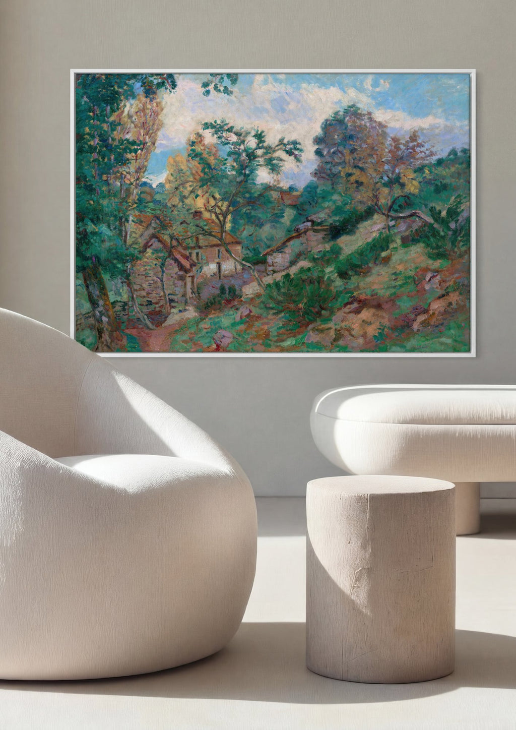 Quadro Decorativo Paisagem com Casas - Armand Guillaumin em ambiente decorado