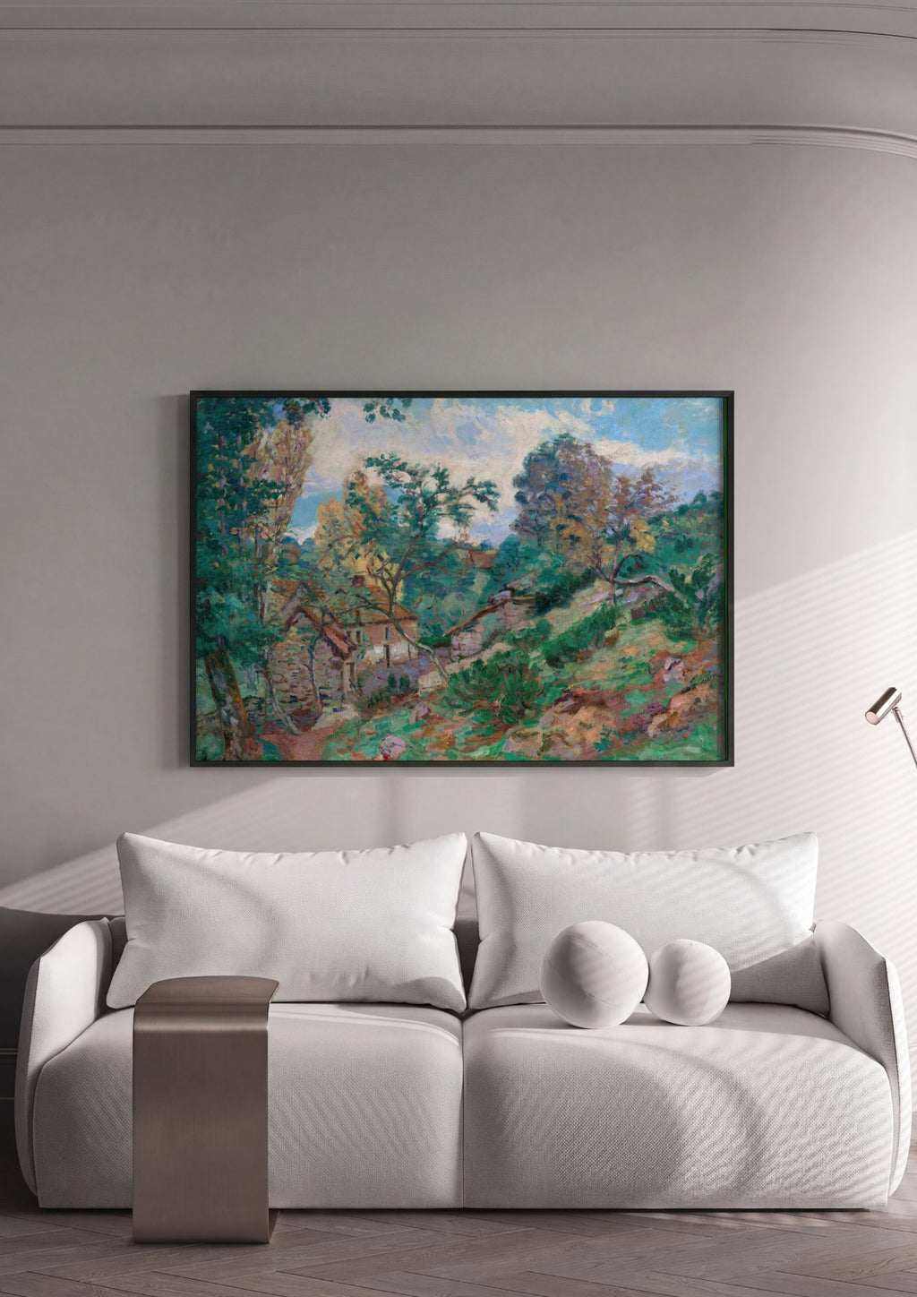 Quadro Decorativo Paisagem com Casas - Armand Guillaumin em ambiente decorado