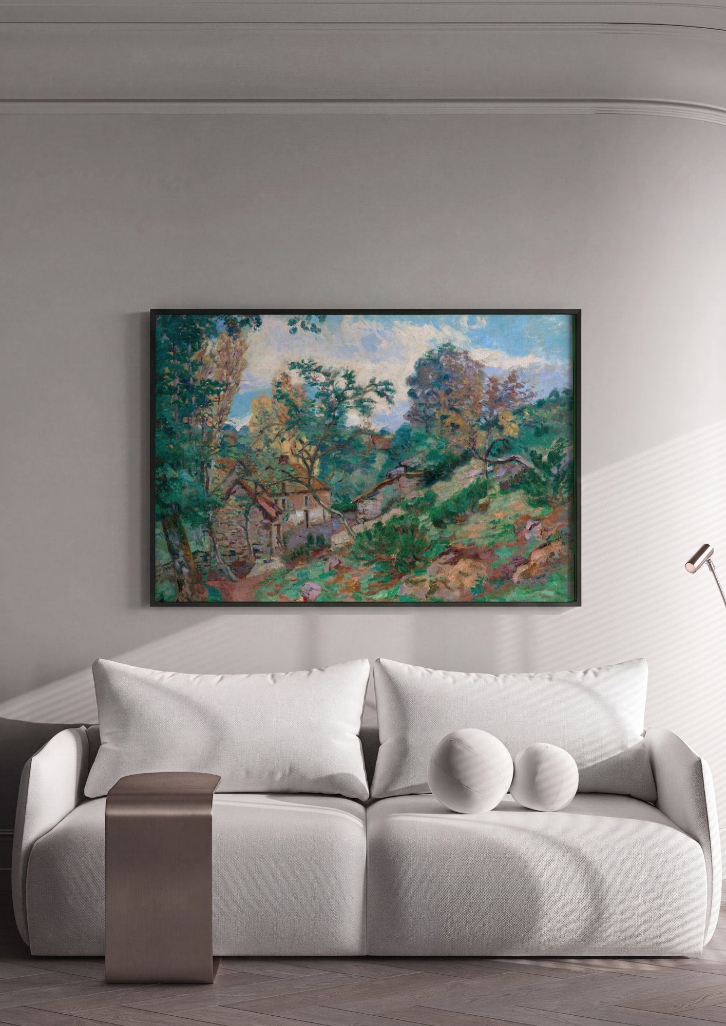 Quadro Decorativo Paisagem com Casas - Armand Guillaumin em ambiente decorado