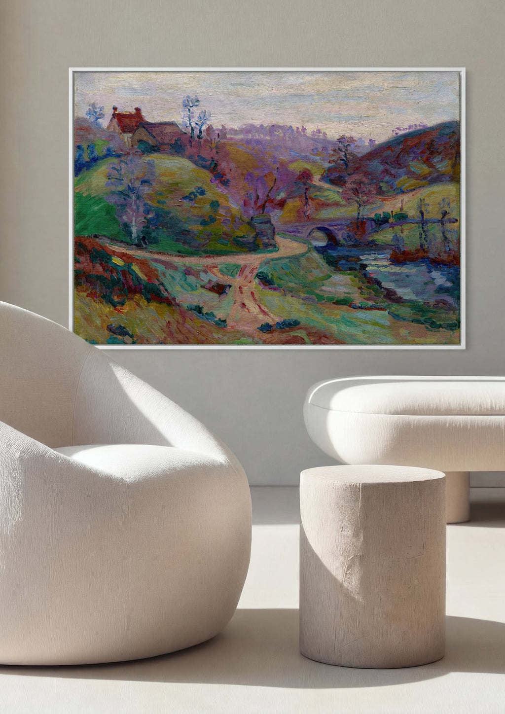 Quadro Decorativo Paisagem com Ponte - Armand Guillaumin em ambiente decorado