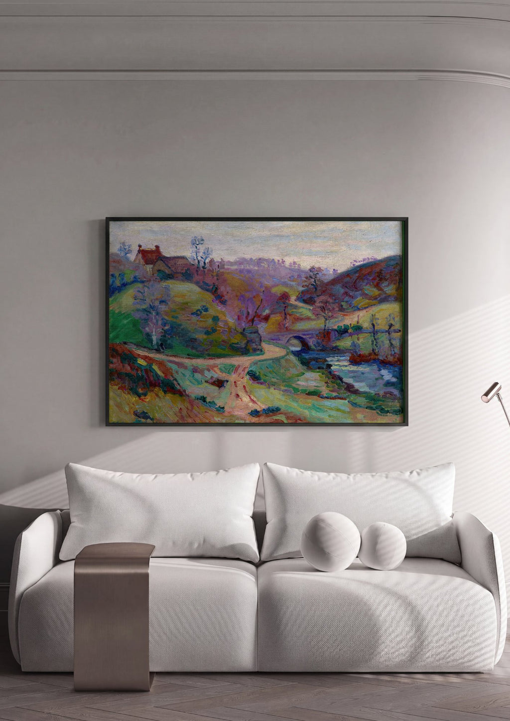 Quadro Decorativo Paisagem com Ponte - Armand Guillaumin em ambiente decorado