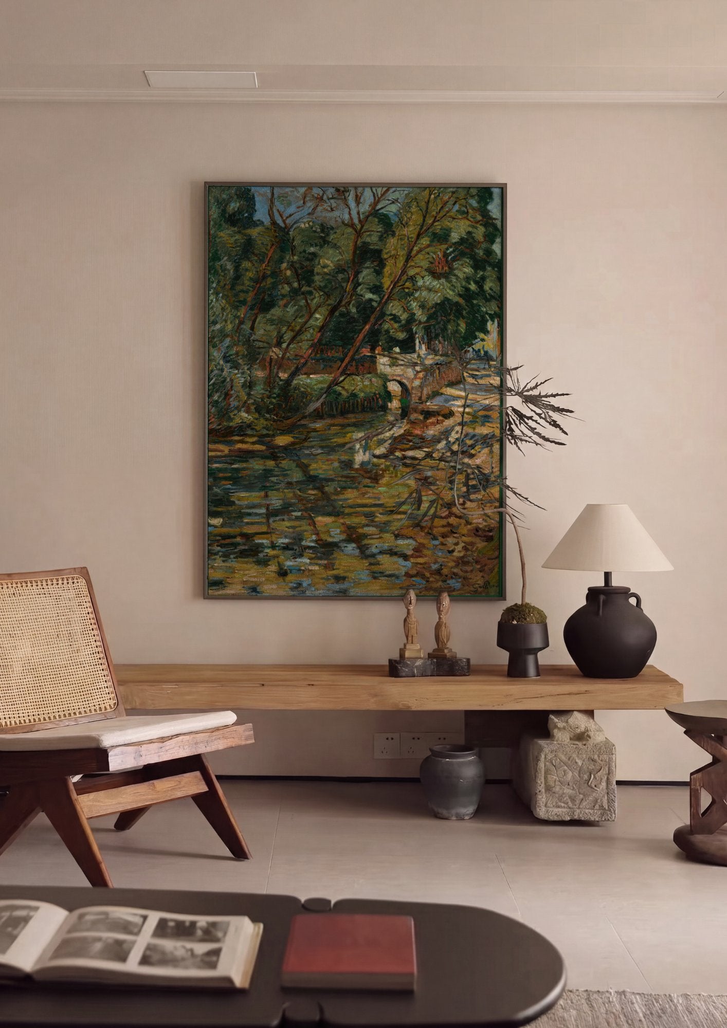 Quadro Decorativo Paisagem com Ponte - Armand Guillaumin em ambiente decorado