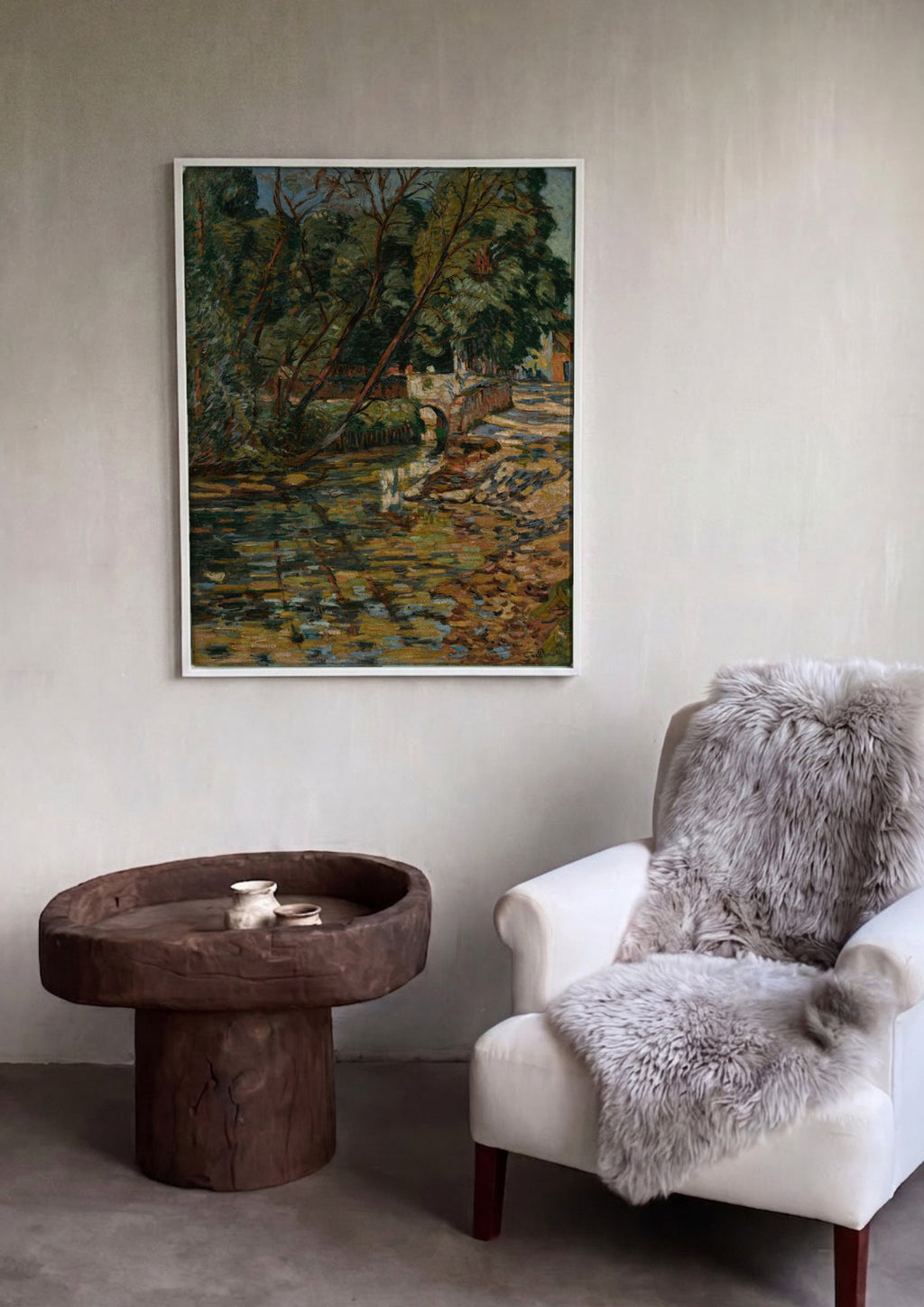 Quadro Decorativo Paisagem com Ponte - Armand Guillaumin em ambiente decorado