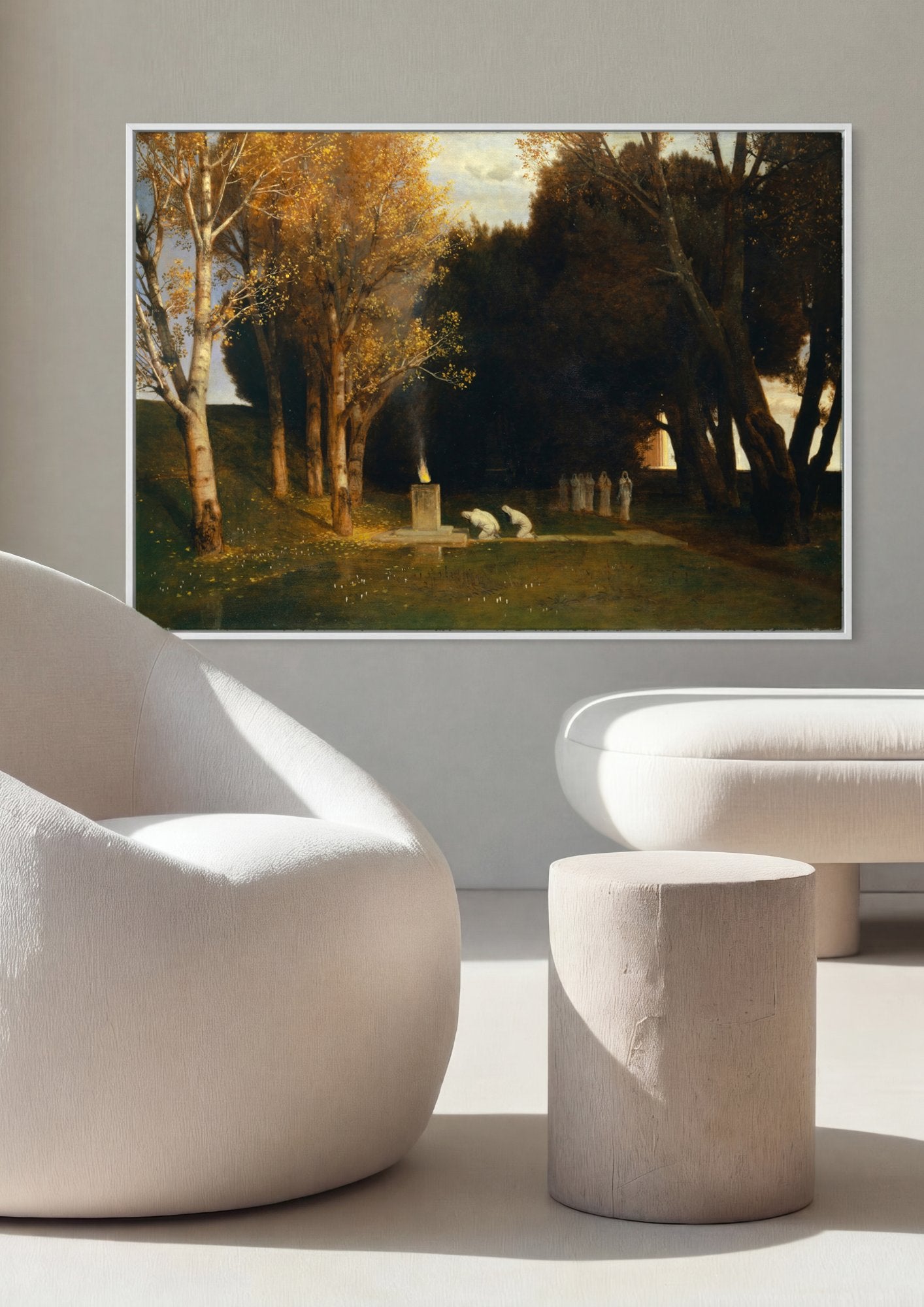Quadro Decorativo O Santuário de Pan - Arnold Böcklin em ambiente decorado