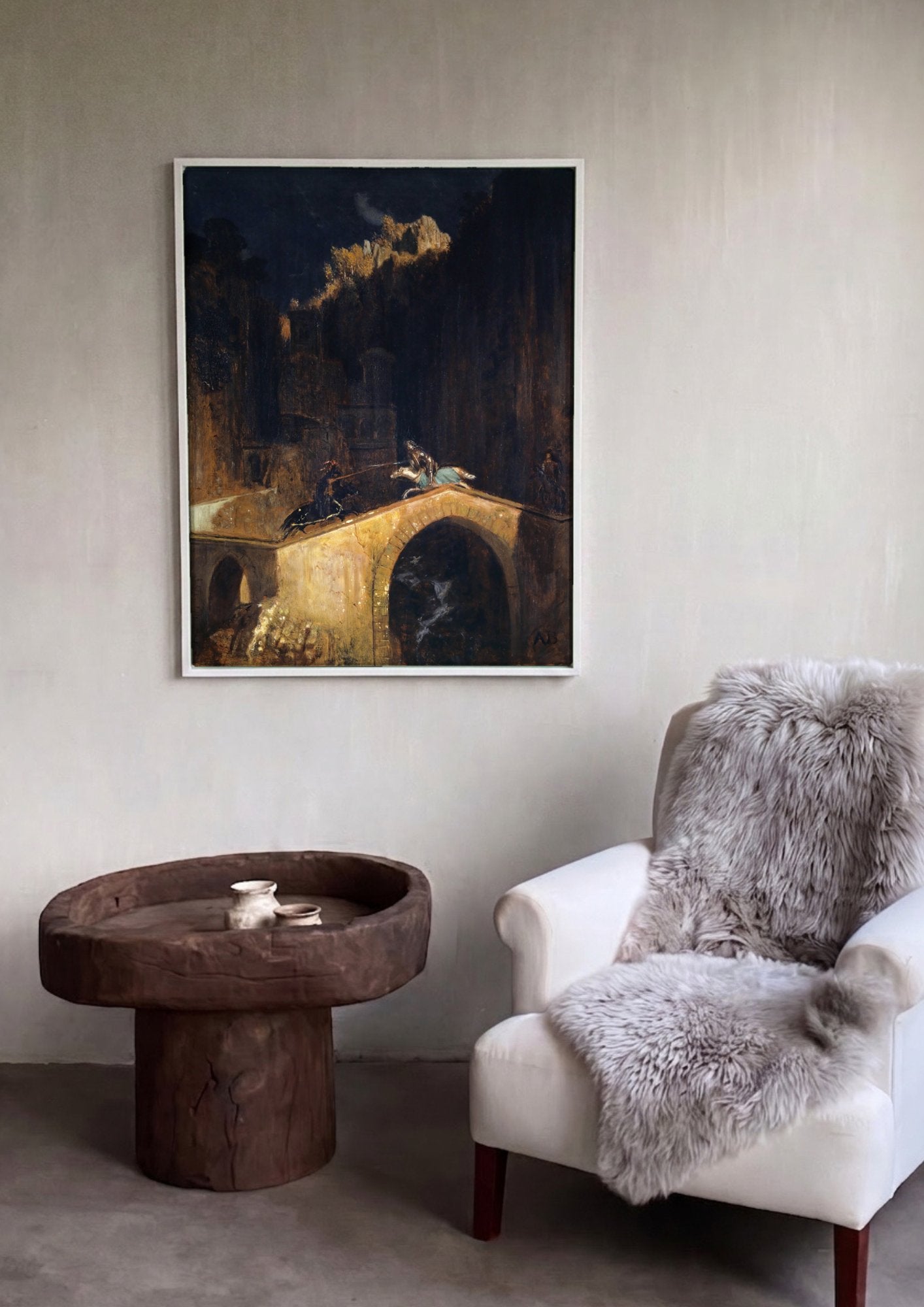 Quadro Decorativo A Batalha na Ponte - Arnold Böcklin em ambiente decorado